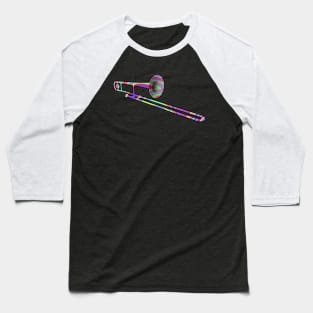 Trombone Silhouette: Rainbow Swirl Baseball T-Shirt